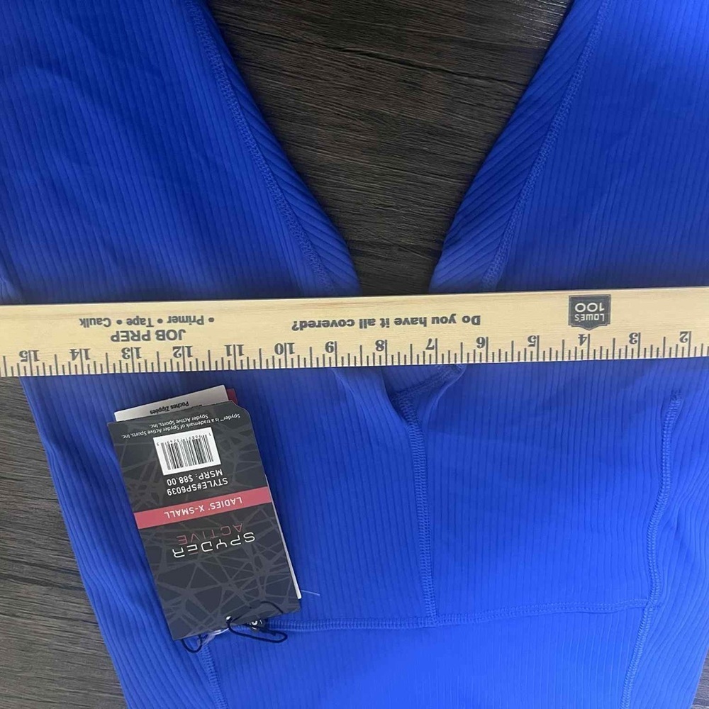 NWT Spyder Women’s Cobalt Blue Ribbed High Rise Athletic Leggings XS - Picture 5 of 9